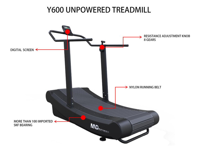 MND-Y600B Self-Propelled Treadmill (Nylon Belt) | Value Gravity Treadmill | MND FITNESS